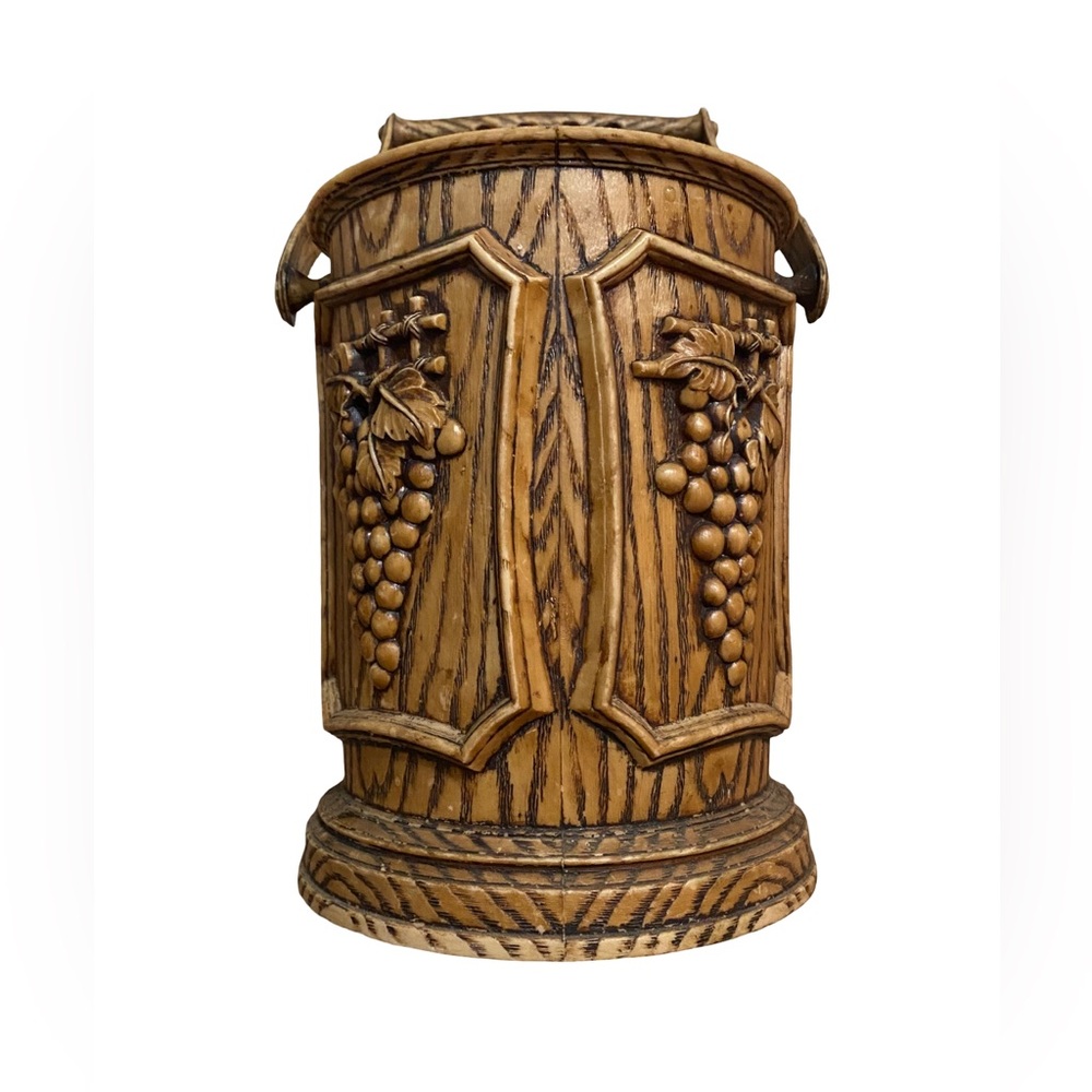 Vintage MCM Plastic‎ Faux Wood Grain Cocktail Ice Bucket